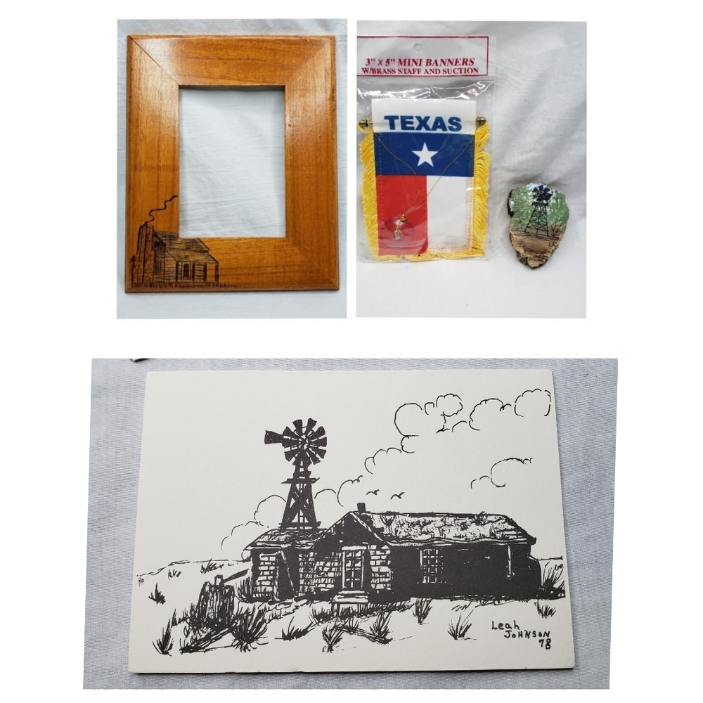 Wood Frame Etched Cabin Texas Flag, Cards, and Magnet